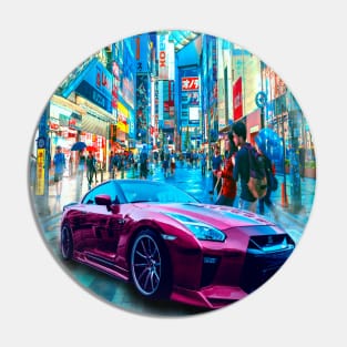 Car Tokyo Neon Synthwave Pin