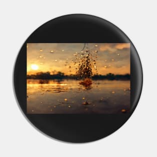 Sunset Lake Raindrops In Golden Houer Cloudscape Pin