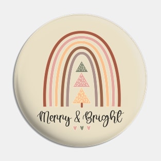 Merry and Bright - Boho Rainbow Christmas Pin