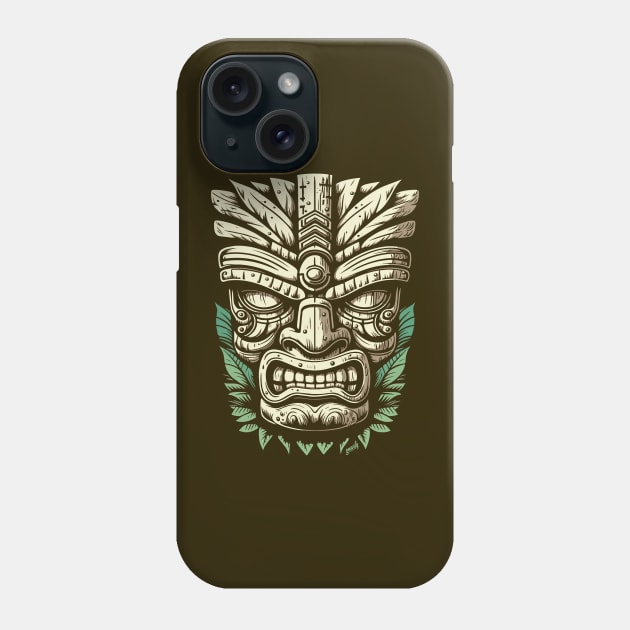 Ward Off Evil Spirits this Summer with this Tiki Mask Design by gnarly Phone Case by ChattanoogaTshirt