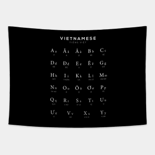 Vietnamese Alphabet Chart, Vietnam Language Chart, Black Tapestry