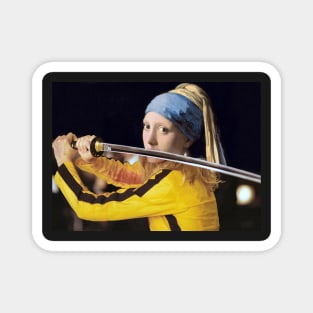 Girl with a Pearl Earring by Vermer and Beatrix Kiddo from Kill Bill Magnet