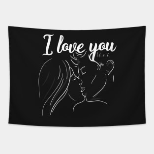 I Love You & kiss you, darling - Valentine Gifts - Dark Background - Not Hamlet Design Tapestry