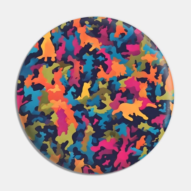 Rainbow Cat Camo - Colorful Army Camo Pattern Pin by GlanceCat