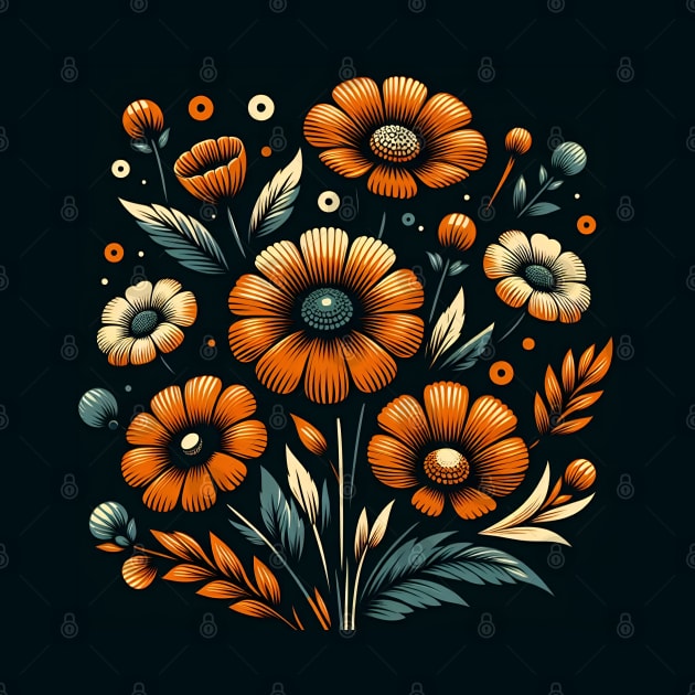 Orange Floral Illustration by Jenni Arts