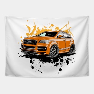 SUV Vehicles in Graffiti Cartoon Style Tapestry