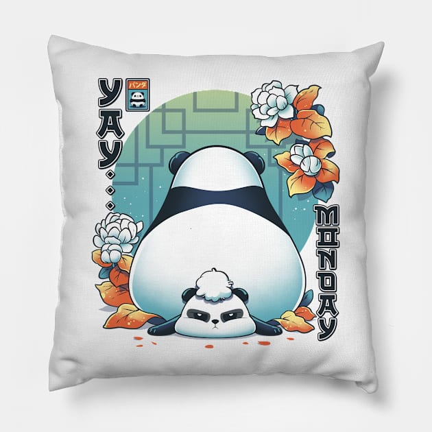 Here Comes Monday - Cute Sarcastic Panda Pillow by Snouleaf