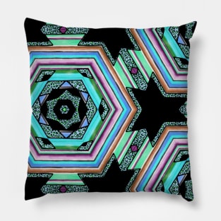 Turquoise Serape Blanket Floral Southwest Pillow