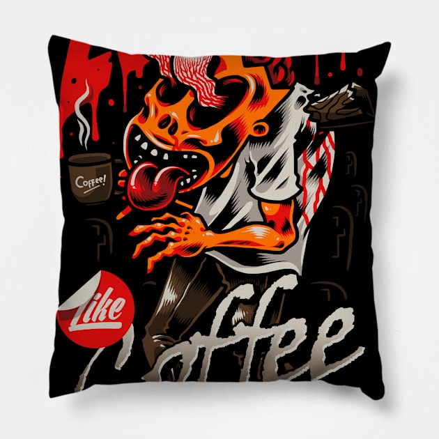 Zombie Like Coffee Pillow by CyberpunkTees