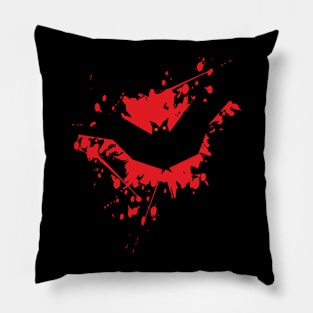 Red Black White Playful Bat Illustration Halloween Pillow