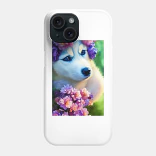 Watercolor husky Phone Case