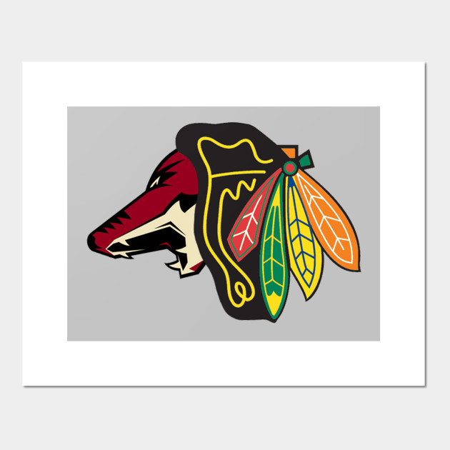 Arizona Blackhawks Chicago Coyotes Logo Mashup Arizona Coyotes Affiche Et Impression D Art Teepublic Fr