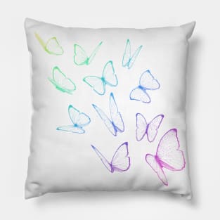 Pastel Rainbow Butterflies Pillow