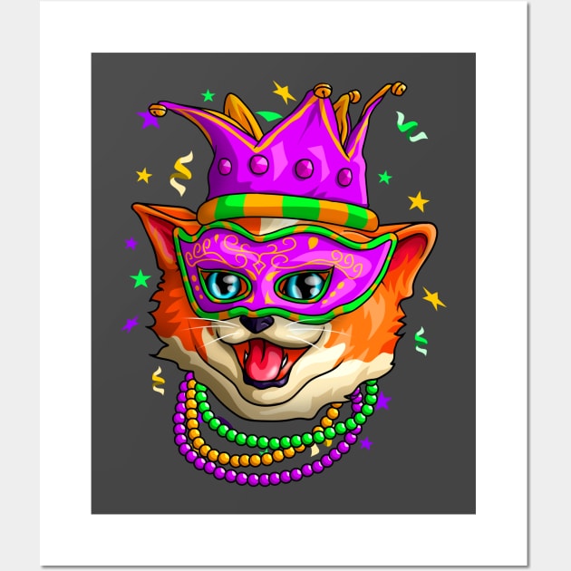 Mardi Gras Cat Tee Funny Nola New Orleans Louisiana Cat T-Shirt 