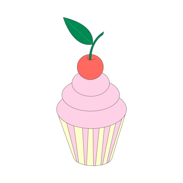 Pink Cupcake With Cherry On Top Digital Art | Melanie Jensen Illustrations by illusima