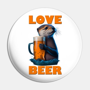 Cute Otter With A Beer Mug Pin