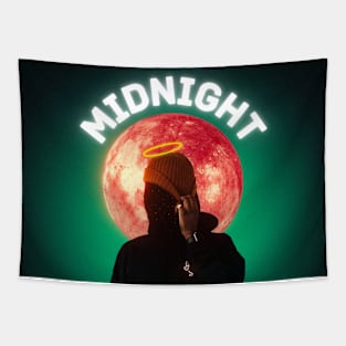 MidNight with red moon design Tapestry