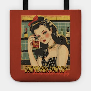 Vintage girl drinking vodka Tote