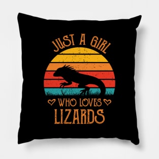 Bearded Dragon Just A Girl Who Loves Lizard Retro Pillow