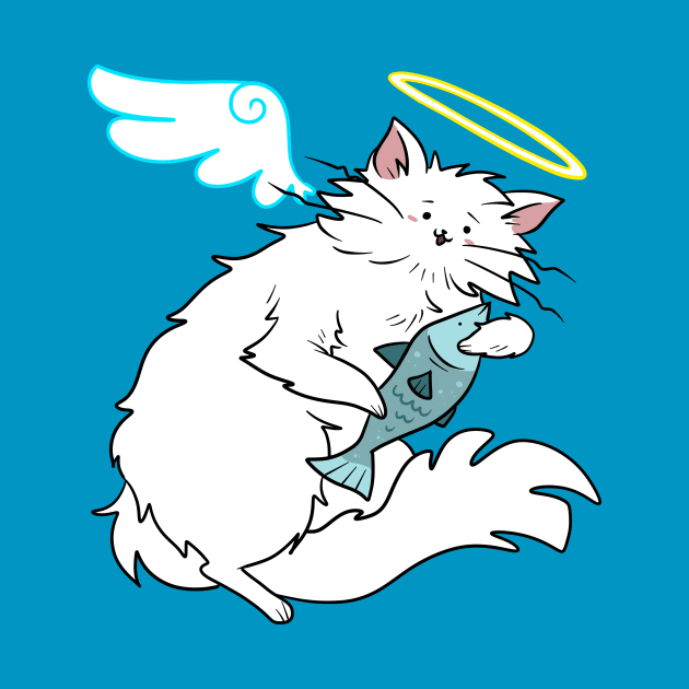 Fluffy White Kitty Cat Angel by saradaboru