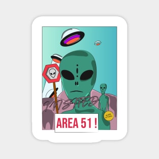 Cartoon Area 51 UFO Space Lover Design Magnet