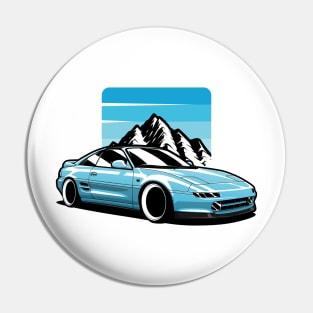 Blue MR2 Classic JDM in Mountains Pin