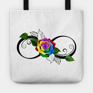 Infinity Symbol with Rainbow Rose Tote