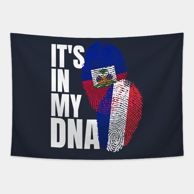 French And Haitian Mix DNA Heritage Flag Gift Tapestry by Just Rep It!!