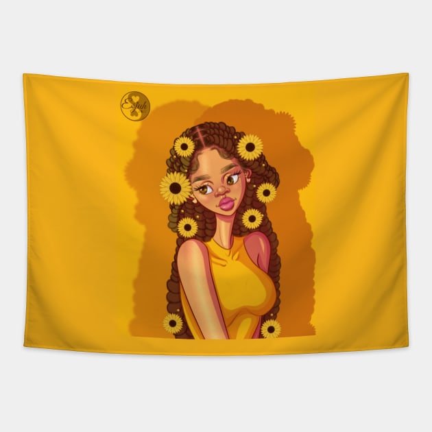 Yellow lady Tapestry by Esjuh