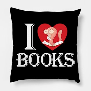 I Love Books Cute Bookworm Book Reading Cartoon Funny Gift Pillow