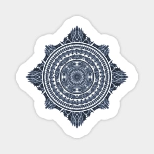 Blue and White Mandala - Geometric Ornate Mandala - Manafold Art Magnet