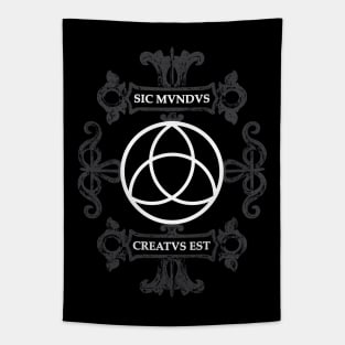 Dark Triquetra Symbol Tapestry