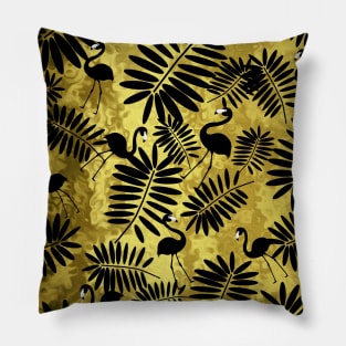 Tropical Black Flamingos Pillow