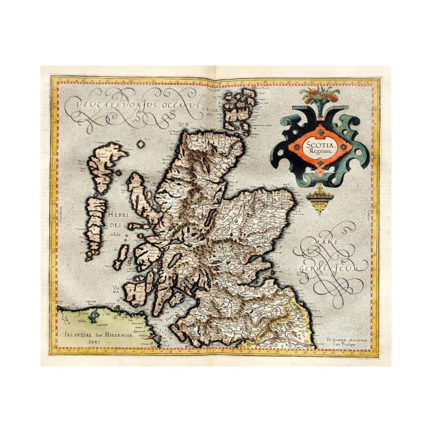 Vintage Map of Scotland (1596) by Bravuramedia