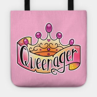 queenager tattoo banner and tiara Tote