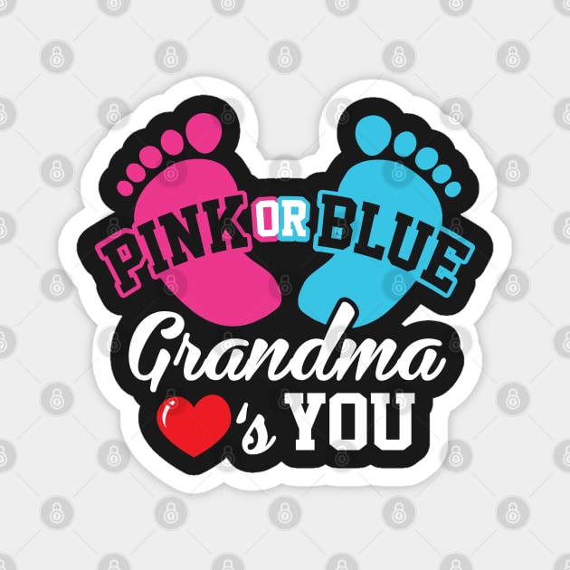 Baby Shower Pink or Blue Grandma Loves You Pregnancy Magnet by ghsp