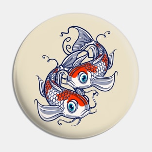 Kohaku Koi Fish Lover Yin-Yang Gift 2 Pin