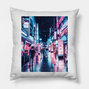 Hong Kong Neon Wonderland, futurism Pillow