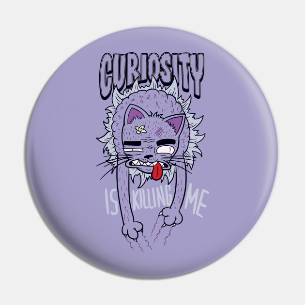 Curious Cat Pin by Planet of Tees