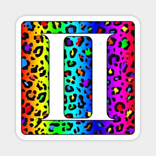 Gemini Zodiac Horoscope Rainbow Leopard Print Square Monogram Magnet