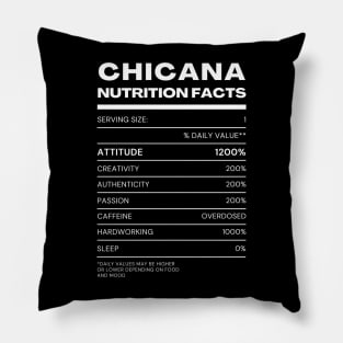 Chicana Nutrition Facts | Typography Art Pillow