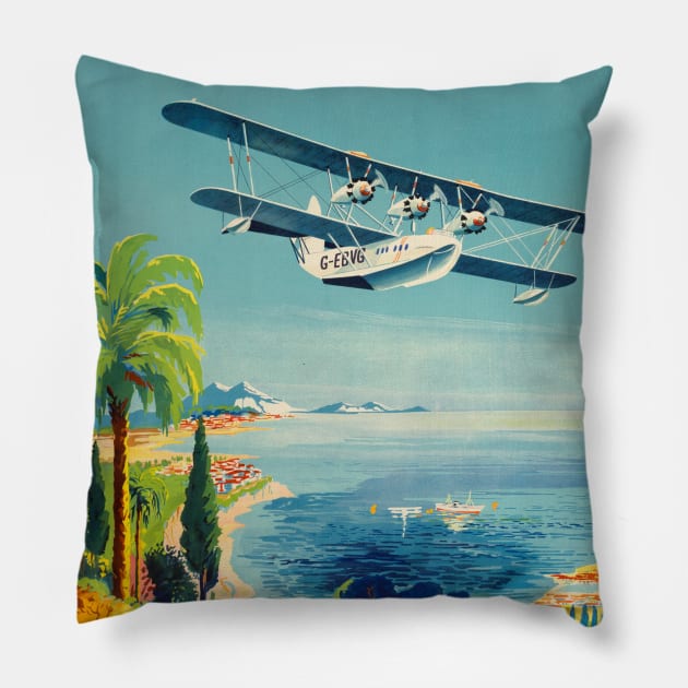 Fly There Imperial Airways Vintage Poster 1928 Pillow by vintagetreasure