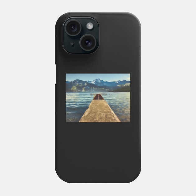 sea jetty and mountain view in winter Phone Case by stuartchard