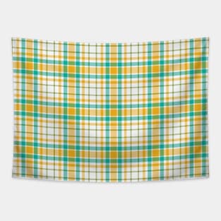 Teal Yellow Summer Plaid Tapestry