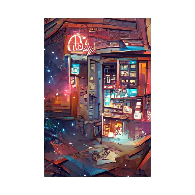 The Coffee Neon Wonderland| Cyber city coffee by PsychicLove