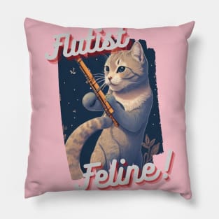 Flutist Cat: "Flutist Feline" Pillow