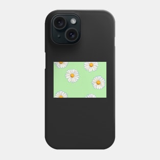 White Daisies on Pastel Green Phone Case