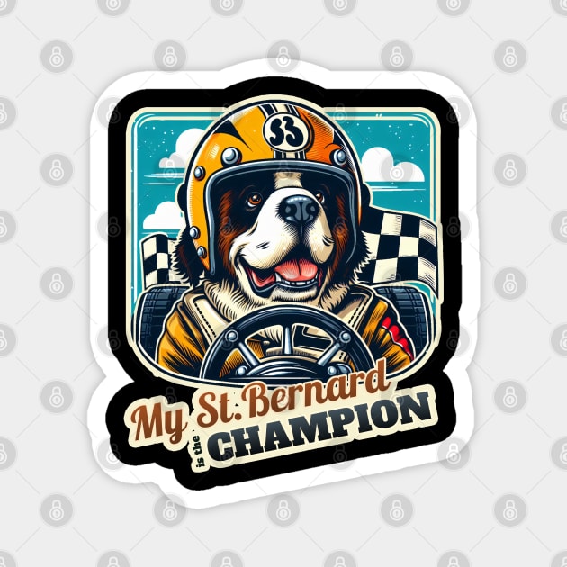 Car racer St. Bernard Magnet by k9-tee