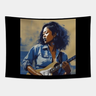 Female Blues Guitarist Tapestry