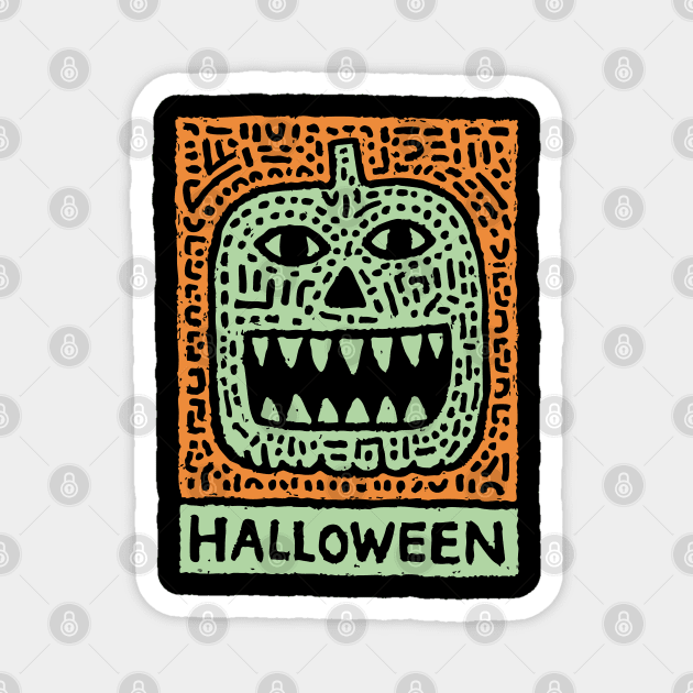 Tribal Jack O' Lantern | Happy Halloween Monster Magnet by TuncGK
